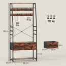 HOMCOM Coat Rack with Shoe Storage, Bench and 10 Hooks, Rustic Brown