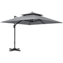 Outsunny 360° Cantilever Parasol Roma Umbrella w/ Base Weights, Light Grey