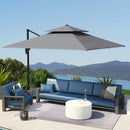 Outsunny 360° Cantilever Parasol Roma Umbrella w/ Base Weights, Light Grey