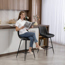HOMCOM Swivel Bar Stools Set of 2, PU Leather Upholstered Bar Chairs, Black