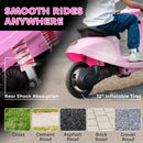 AIYAPLAY 24V Battery Powered Ride On Motorcycle With Manual Throttle, Pink