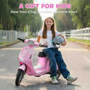 AIYAPLAY 24V Battery Powered Ride On Motorcycle With Manual Throttle, Pink