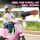 AIYAPLAY 24V Battery Powered Ride On Motorcycle With Manual Throttle, Pink