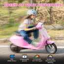 AIYAPLAY 24V Battery Powered Ride On Motorcycle With Manual Throttle, Pink