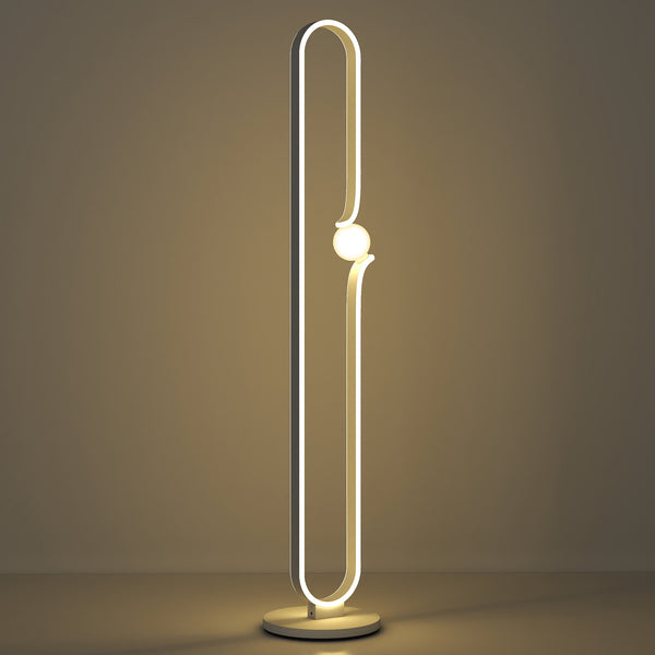 HOMCOM Dimmable LED Floor Lamp With Glass Night Light, Foot Switch, White