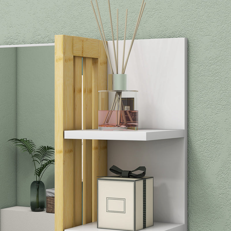 HOMCOM Bathroom Mirror Wall Mount Vanity Mirror with 4 Storage Shelves, White