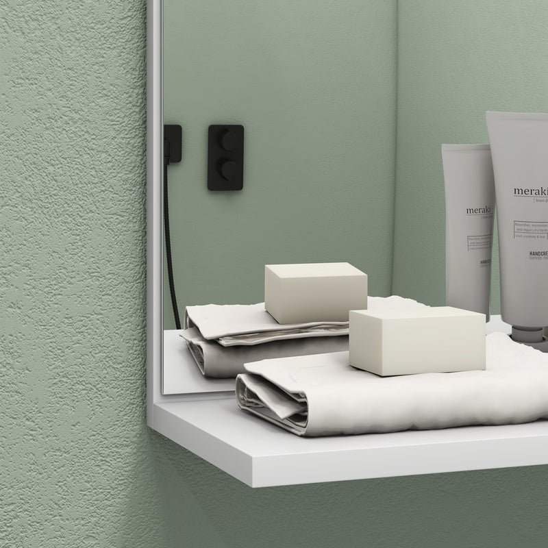 HOMCOM Bathroom Mirror Wall Mount Vanity Mirror with 4 Storage Shelves, White