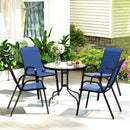 Outsunny 5 PCs Garden Furniture Set, Round Table And Stackable Chairs, Blue