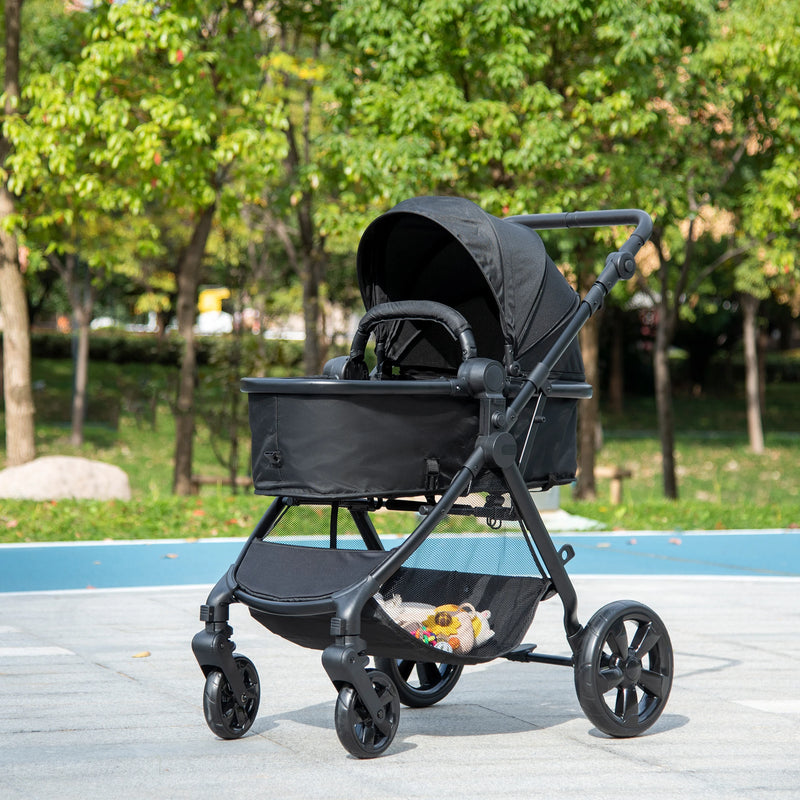 HOMCOM 2 in 1 Lightweight Pushchair  - Black