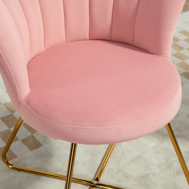 HOMCOM Accent Chair, Velvet Armchair with Lotus Backrest, Steel Legs