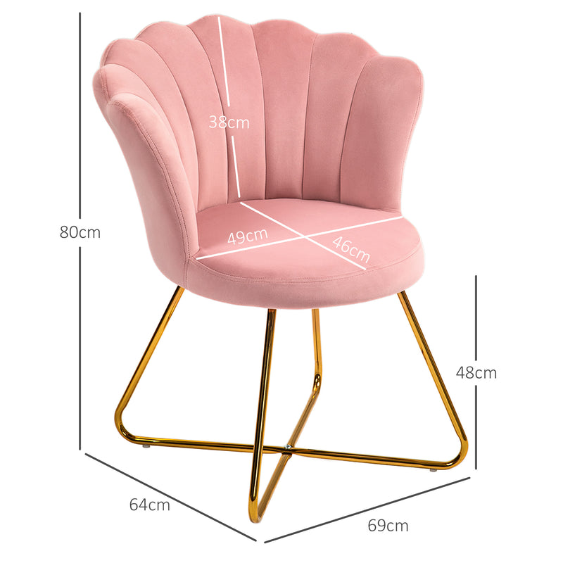 HOMCOM Accent Chair, Velvet Armchair with Lotus Backrest, Steel Legs