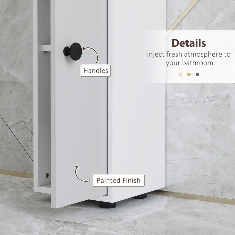 kleankin Slim Bathroom Cabinet, Toilet Roll Storage w/ Shelves