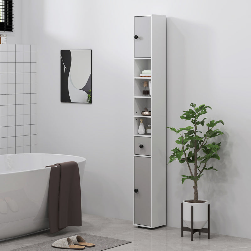kleankin Slim Bathroom Cabinet, Toilet Roll Storage w/ Shelves