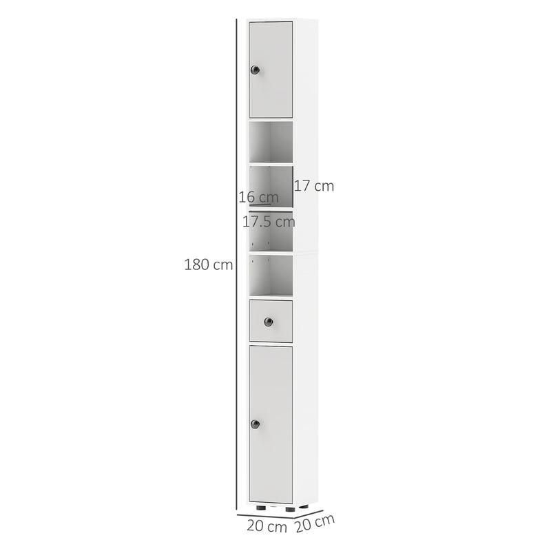 kleankin Slim Bathroom Cabinet, Toilet Roll Storage w/ Shelves