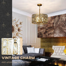 HOMCOM Modern Flush Mount Ceiling Light, Crystal Chandelier For Living Room