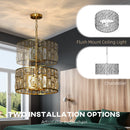 HOMCOM Modern Flush Mount Ceiling Light, Crystal Chandelier For Living Room