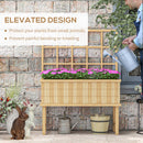 Outsunny Wood Raised Planter W/ Trellis Drain Holes Elevated Garden Bed - Natural Wood Finish/Grey
