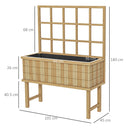 Outsunny Wood Raised Planter W/ Trellis Drain Holes Elevated Garden Bed - Natural Wood Finish/Grey