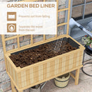 Outsunny Wood Raised Planter W/ Trellis Drain Holes Elevated Garden Bed - Natural Wood Finish/Grey