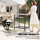 Outsunny Outdoor Grill Cart, Movable Food Prep Table With Wheels, Hooks