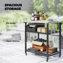 Outsunny Outdoor Grill Cart, Movable Food Prep Table With Wheels, Hooks