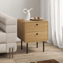 HOMCOM Bedside Table, Modern Nightstand with 2 Drawers Rounded Edges, Oak