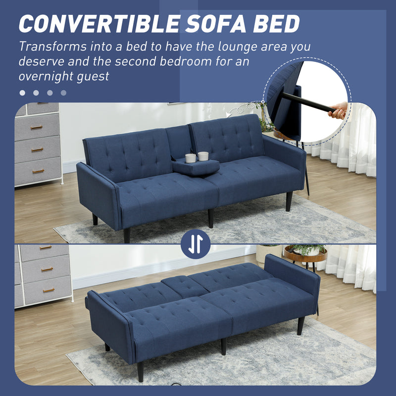 HOMCOM Upholstered Sofa Bed 3 Seater Home Theater With Storage