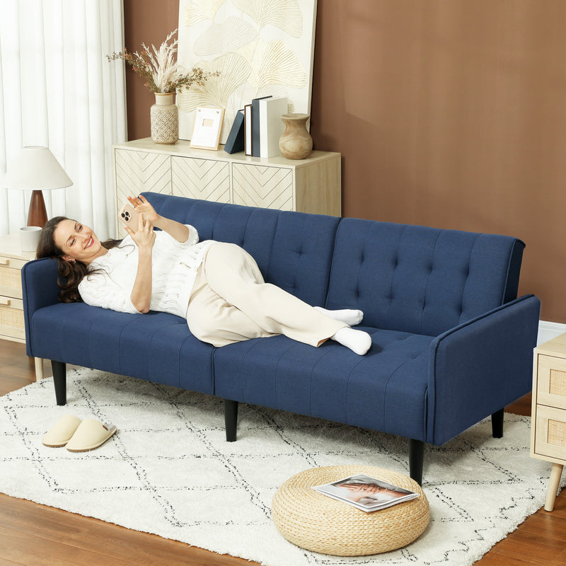 HOMCOM Upholstered Sofa Bed 3 Seater Home Theater With Storage