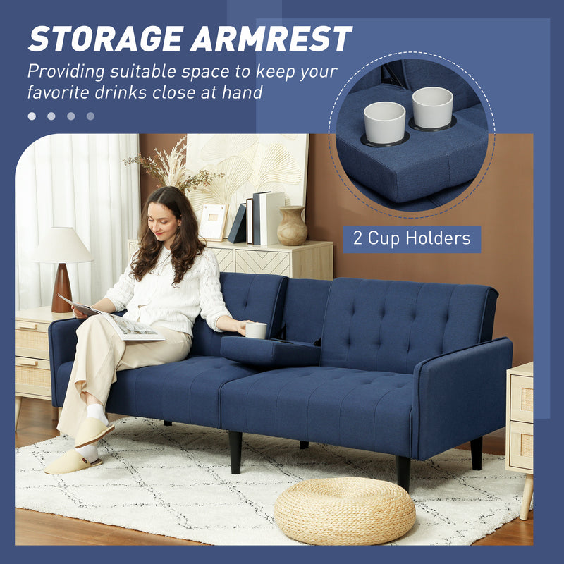 HOMCOM Upholstered Sofa Bed 3 Seater Home Theater With Storage