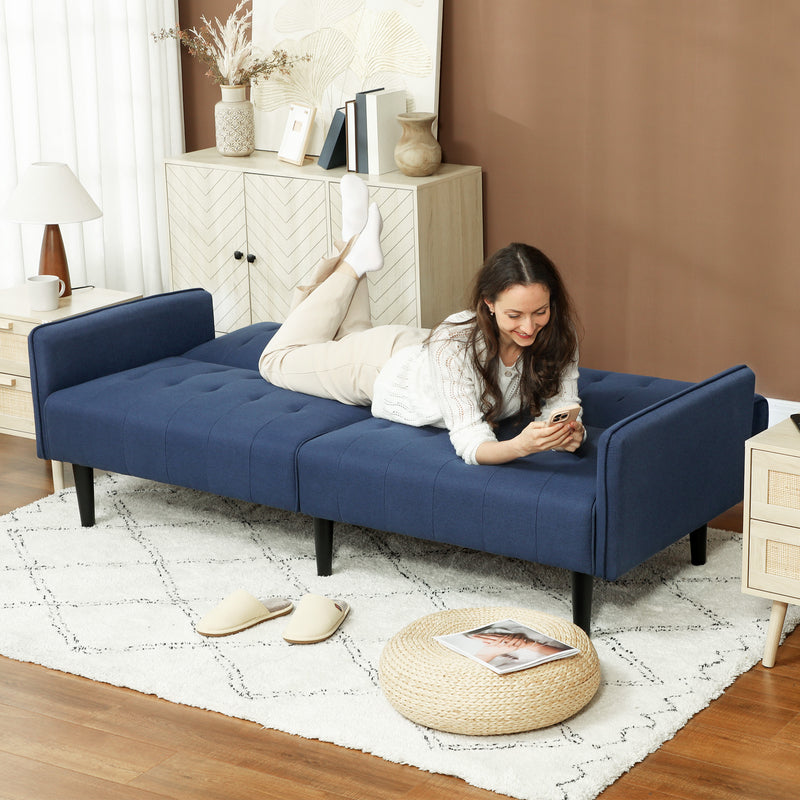 HOMCOM Upholstered Sofa Bed 3 Seater Home Theater With Storage