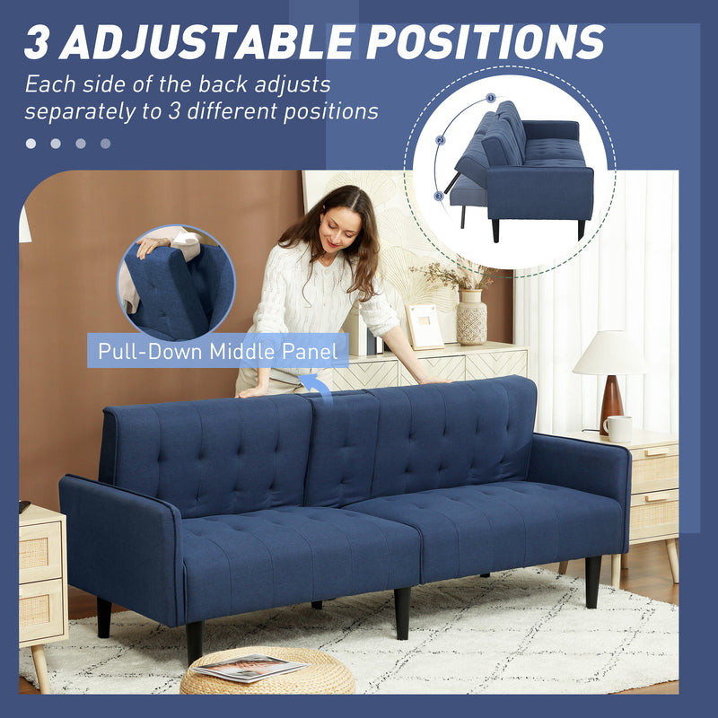 HOMCOM Upholstered Sofa Bed 3 Seater Home Theater With Storage