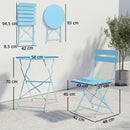 Outsunny Folding Bistro Set with Round Garden Table and Chairs, Light Blue