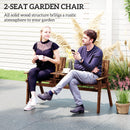 Outsunny 2-Seater Wooden Garden Bench with Armrest, Carbonised Finish