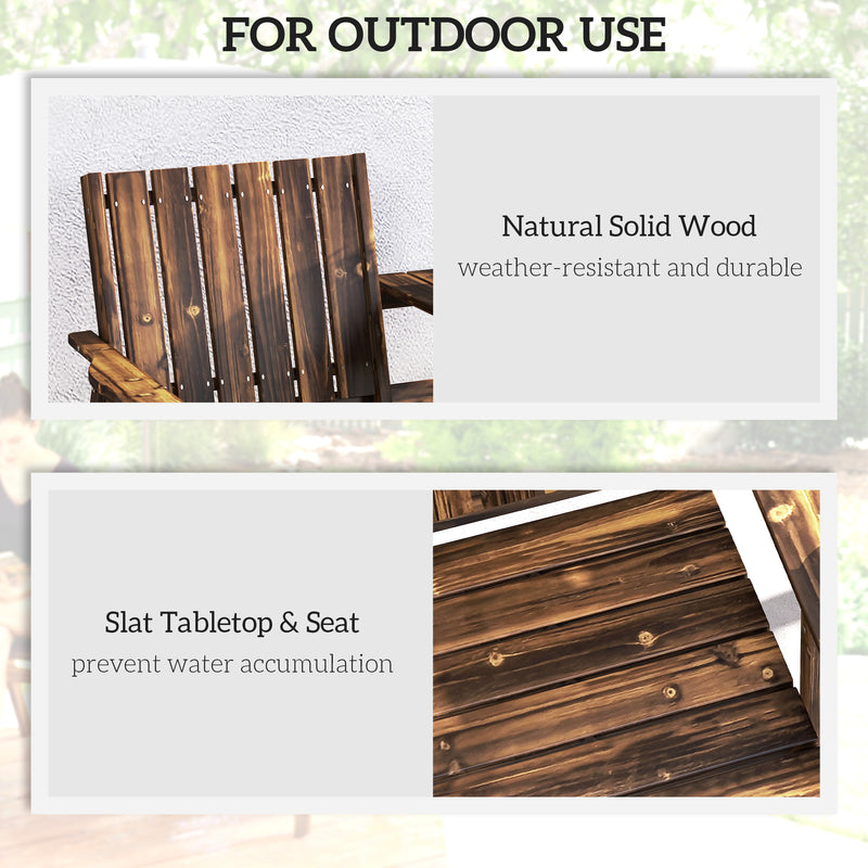 Outsunny 2-Seater Wooden Garden Bench with Armrest, Carbonised Finish