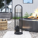 Outsunny 5 PCS Fireplace Companion Set, Metal Fireside Companion Set, Silver