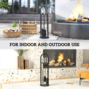 Outsunny 5 PCS Fireplace Companion Set, Metal Fireside Companion Set, Silver