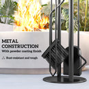 Outsunny 5 PCS Fireplace Companion Set, Metal Fireside Companion Set, Silver