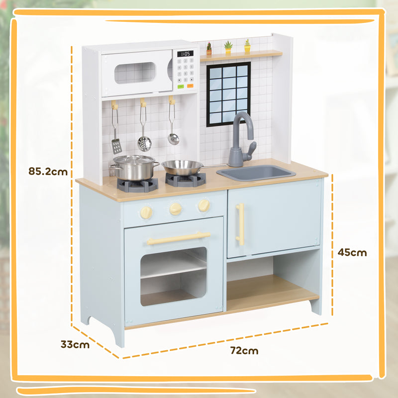 AIYAPLAY Play Kitchen, Kids Kitchen Playset with Light & Sound Stove