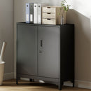 HOMCOM Lockable Metal Filing Cabinet, 2-Tier Storage Cupboard, Black