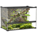 PawHut Glass Terrarium Reptile Vivarium with Stone Background