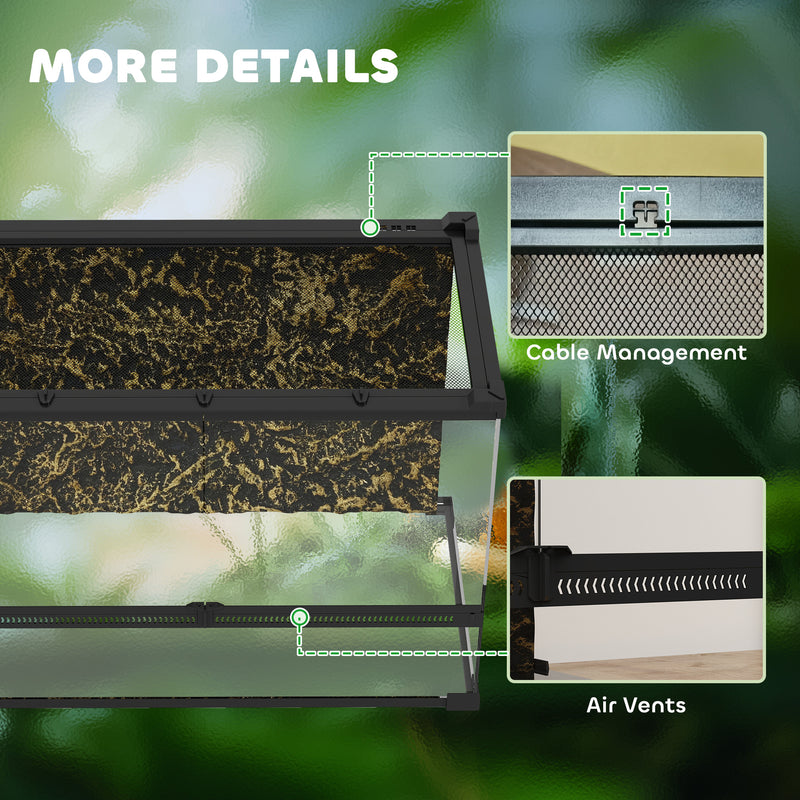 PawHut Glass Terrarium Reptile Vivarium with Stone Background