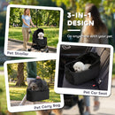 Pawhut 3 In 1 Foldable Pet Stroller For Small Dog With Travel Carrier, Black