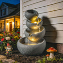 Outsunny Water Fountain Outdoor, 4-Tier Garden Water Feature