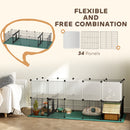 PawHut Pet Playpen with Waterproof Mat, DIY Small Animal Enclosure 34 Panels
