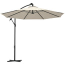 Outsunny 3(m) LED Patio Banana Umbrella Cantilever Parasol W/ Crank - Grey/Beige