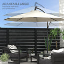 Outsunny 3(m) LED Patio Banana Umbrella Cantilever Parasol W/ Crank - Grey/Beige