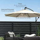 Outsunny 3(m) LED Patio Banana Umbrella Cantilever Parasol W/ Crank - Grey/Beige