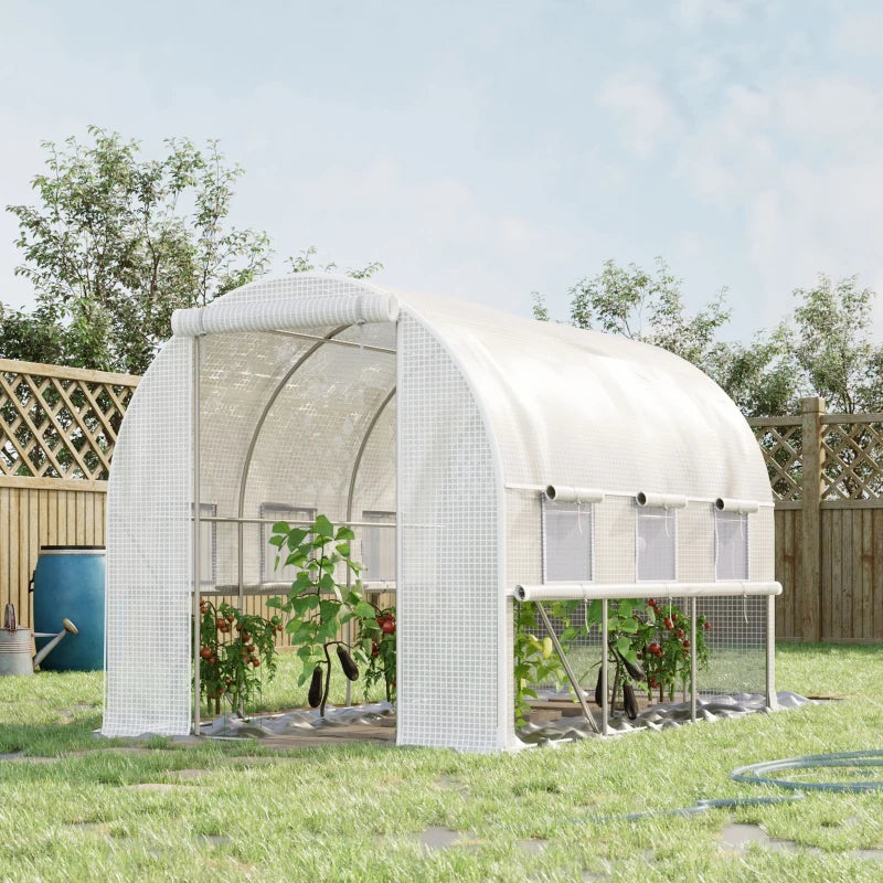 Outsunny Greenhouse Polytunnel 3x2x2m - White