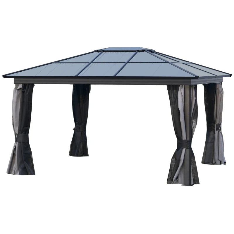 Outsunny Hardtop Gazebo 3.6 x 4m - Black & Dark Grey