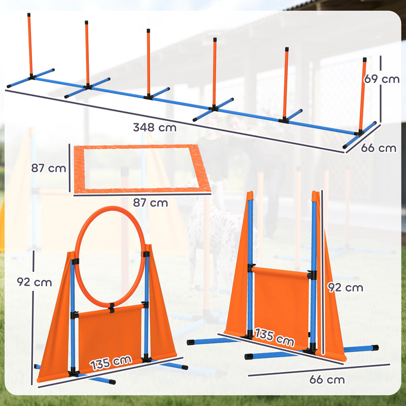 PawHut 6 Pieces Dog Agility Equipment, Obstacle Training Course Kit, Orange